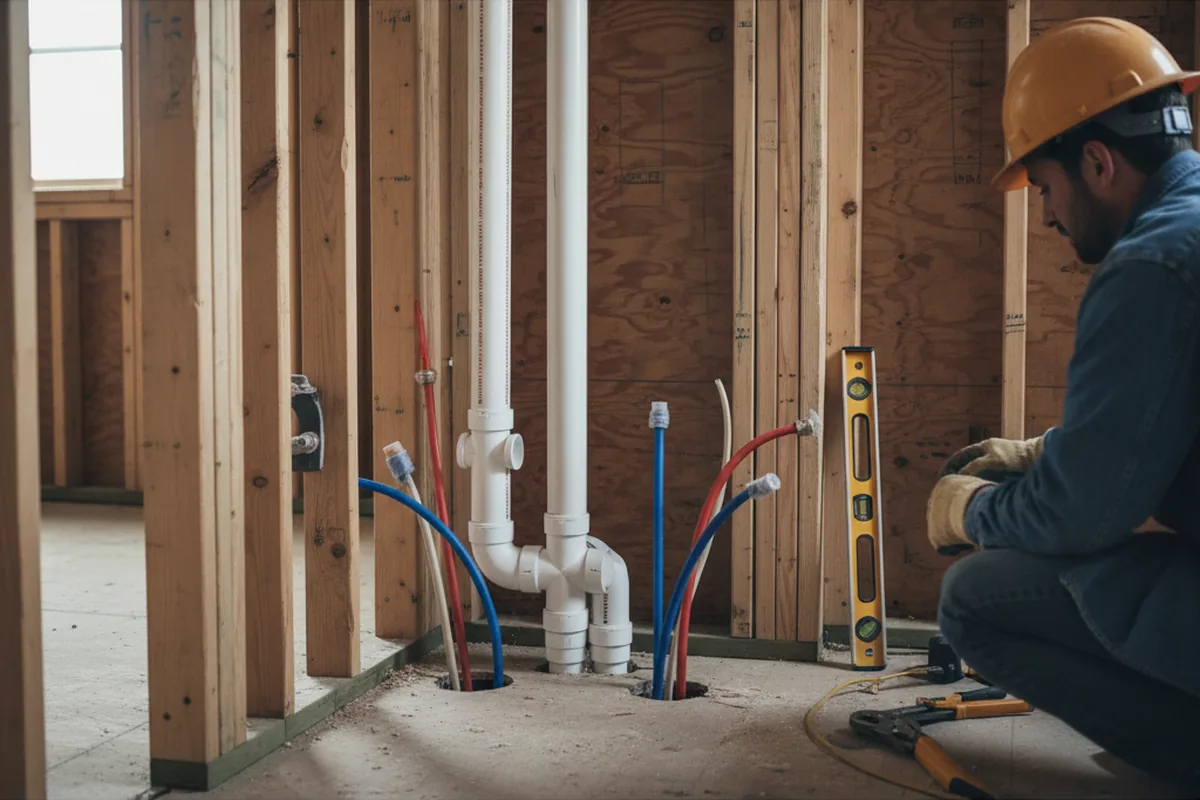 Drain and supply rough-in during Leak Detection in Grapeview