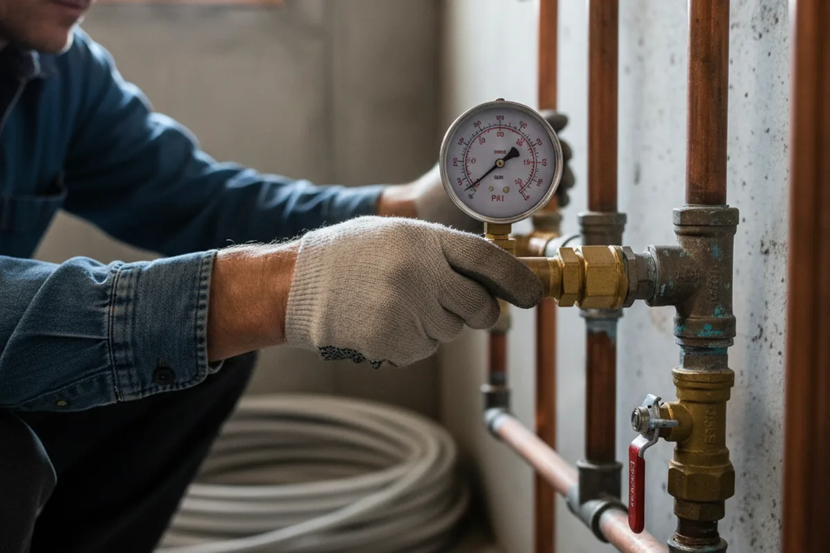 Pressure testing a repaired line during Water Line Repair in Grapeview
